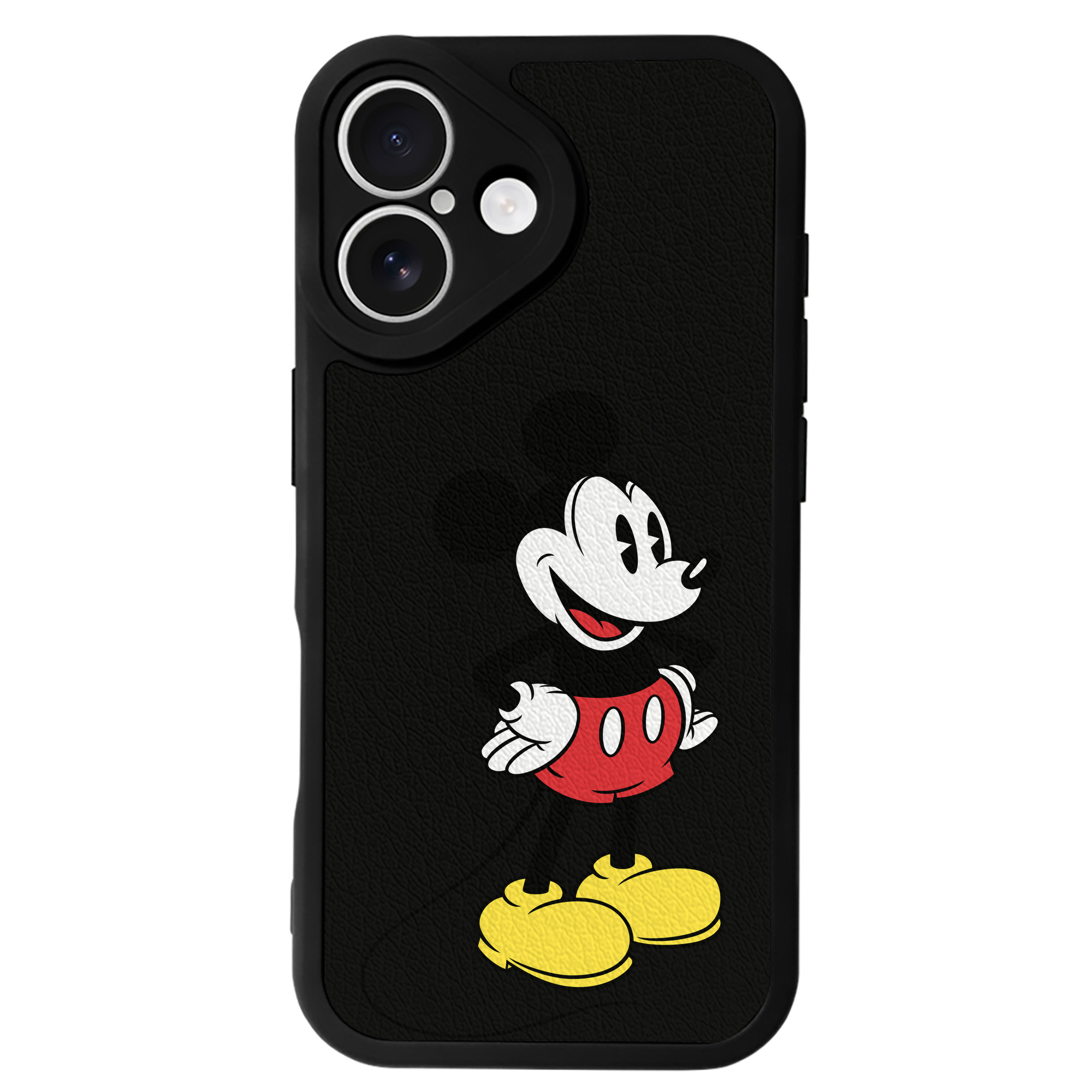 （画像用） ミッキーマウス Mickey Mouse 【iPhone 16シリーズ対応】シリコンスマホケース（レザー調） 材質：シリコン